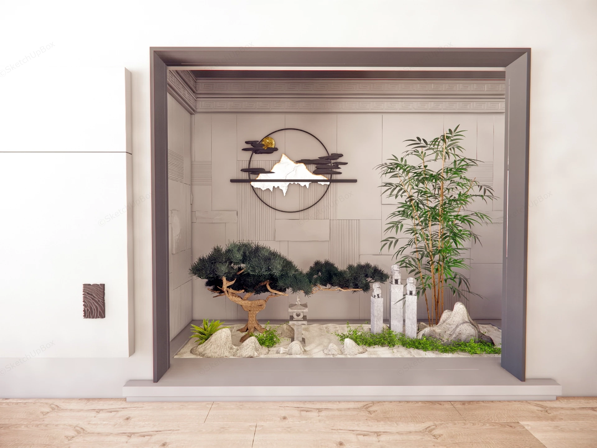 Recessed Indoor Zen Garden Alcove Sketchup 3D Model Preview - SketchupBox