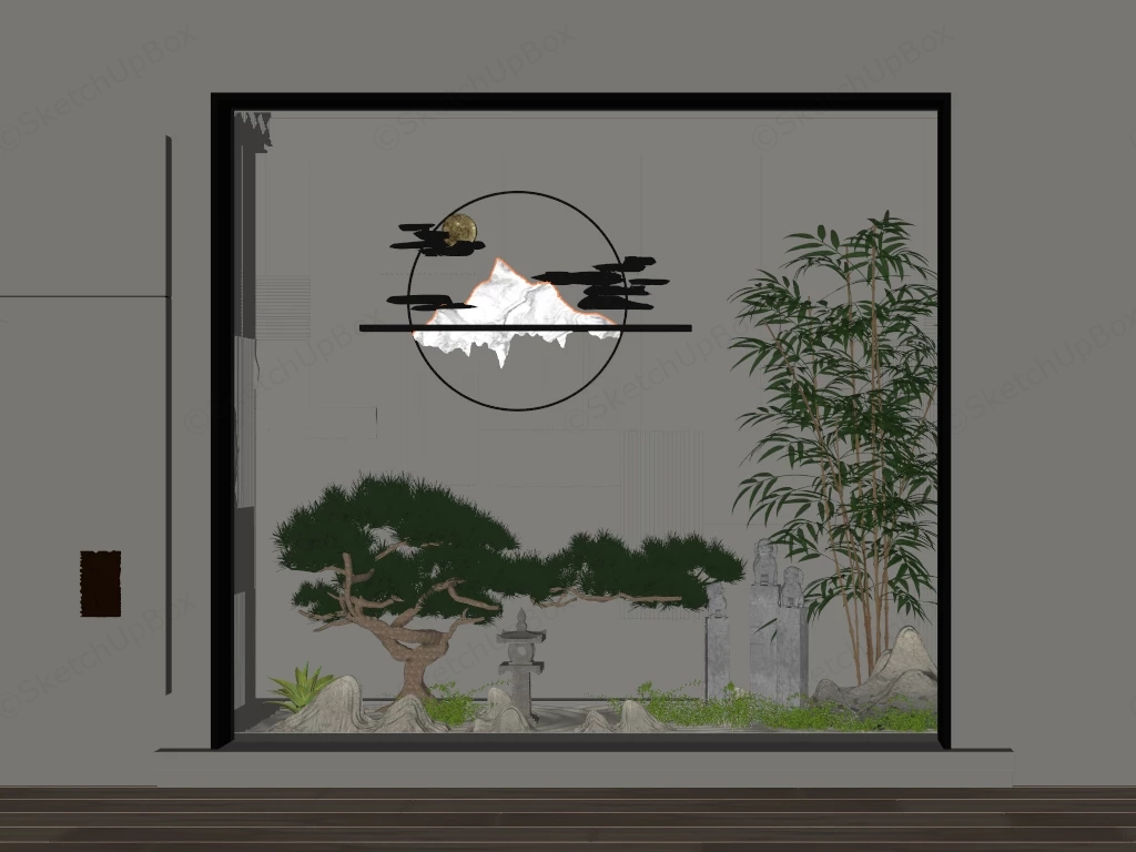 Recessed Indoor Zen Garden Alcove Sketchup 3D Model Preview - SketchupBox