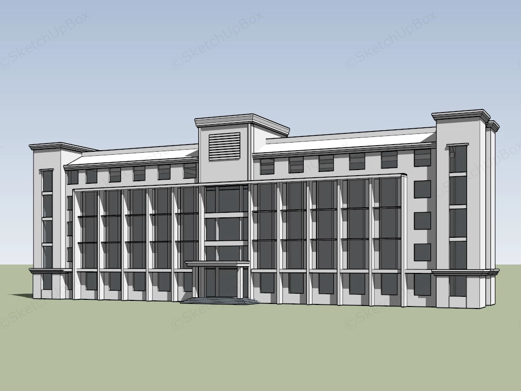 Modern Symmetrical Office Building Facade Sketchup 3D Model Preview - SketchupBox