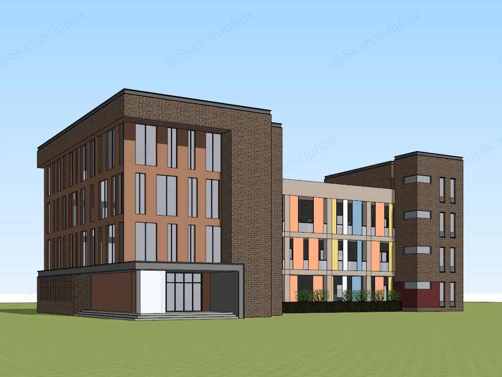 Modern Educational And Institutional Campus Building Sketchup 3D Model Preview - SketchupBox