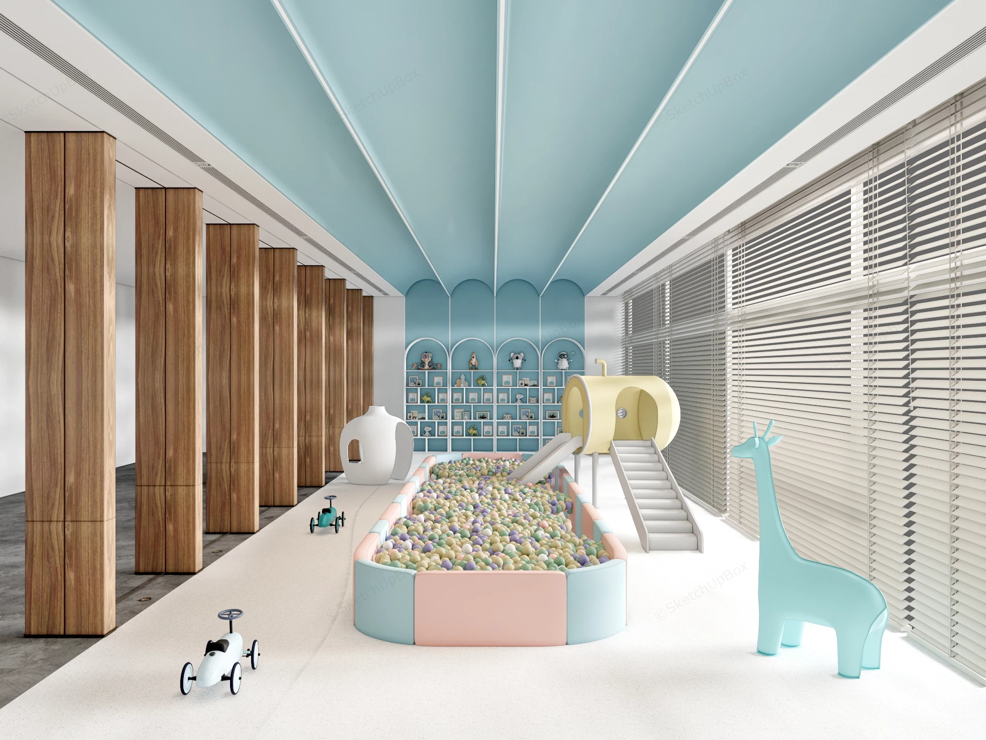 Modern Children's Indoor Play Area And Ball Pit Room Sketchup 3D Model Preview - SketchupBox
