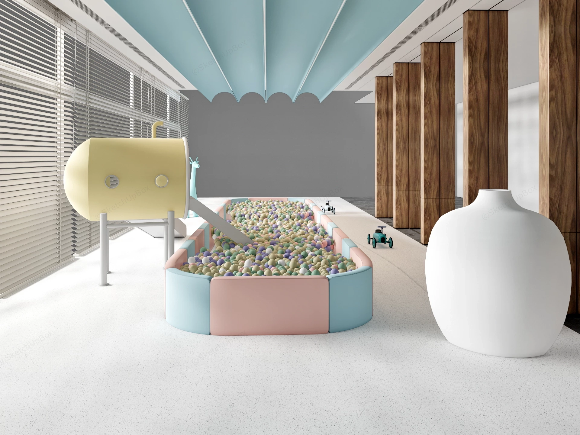Modern Children's Indoor Play Area And Ball Pit Room Sketchup 3D Model Preview - SketchupBox