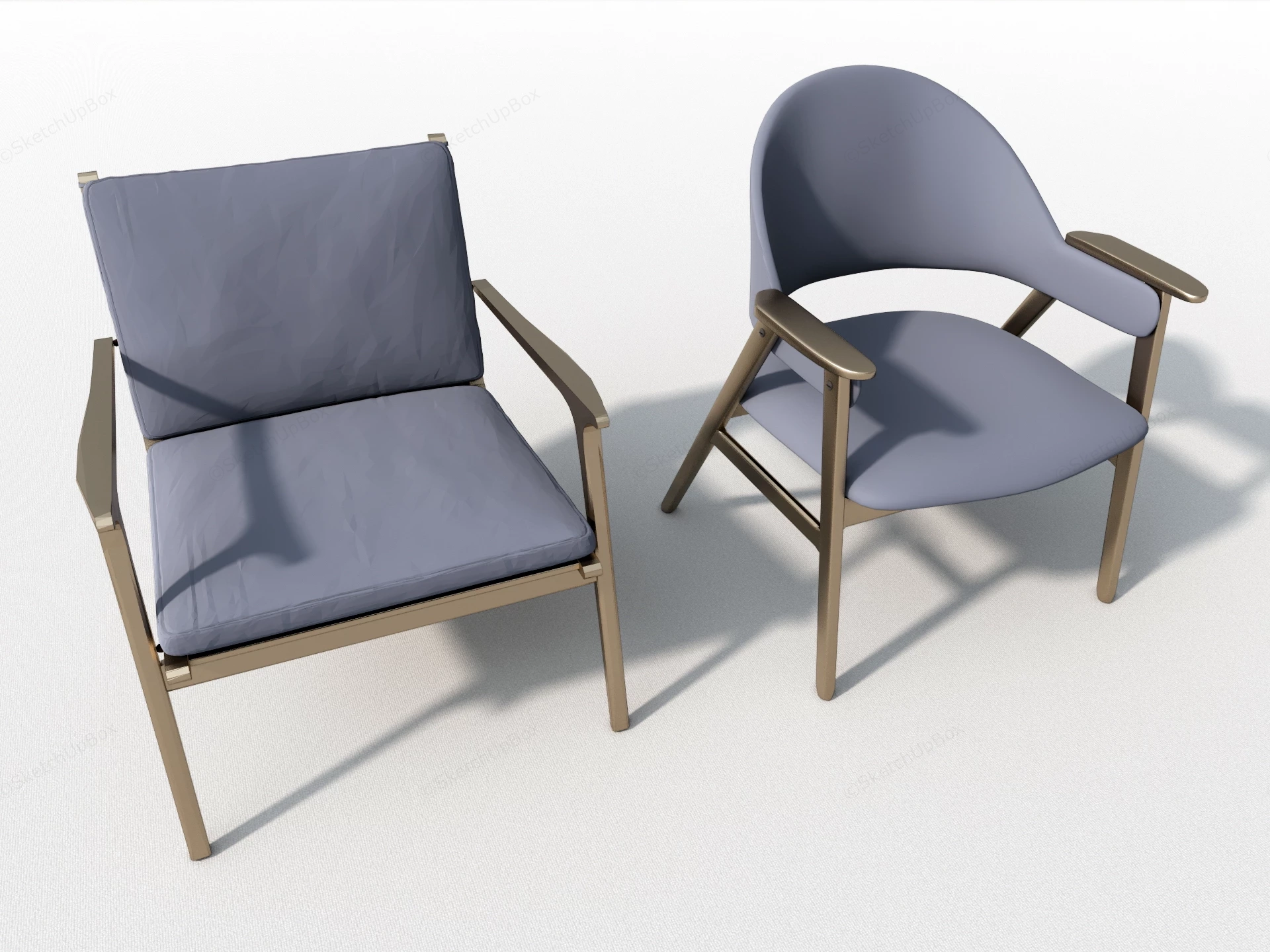 Modern Minimalist Lounge Armchair Set Sketchup 3D Model Preview - SketchupBox