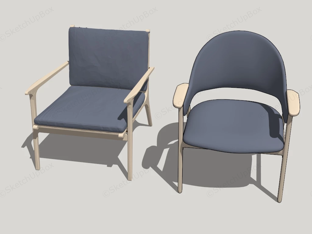 Modern Minimalist Lounge Armchair Set Sketchup 3D Model Preview - SketchupBox