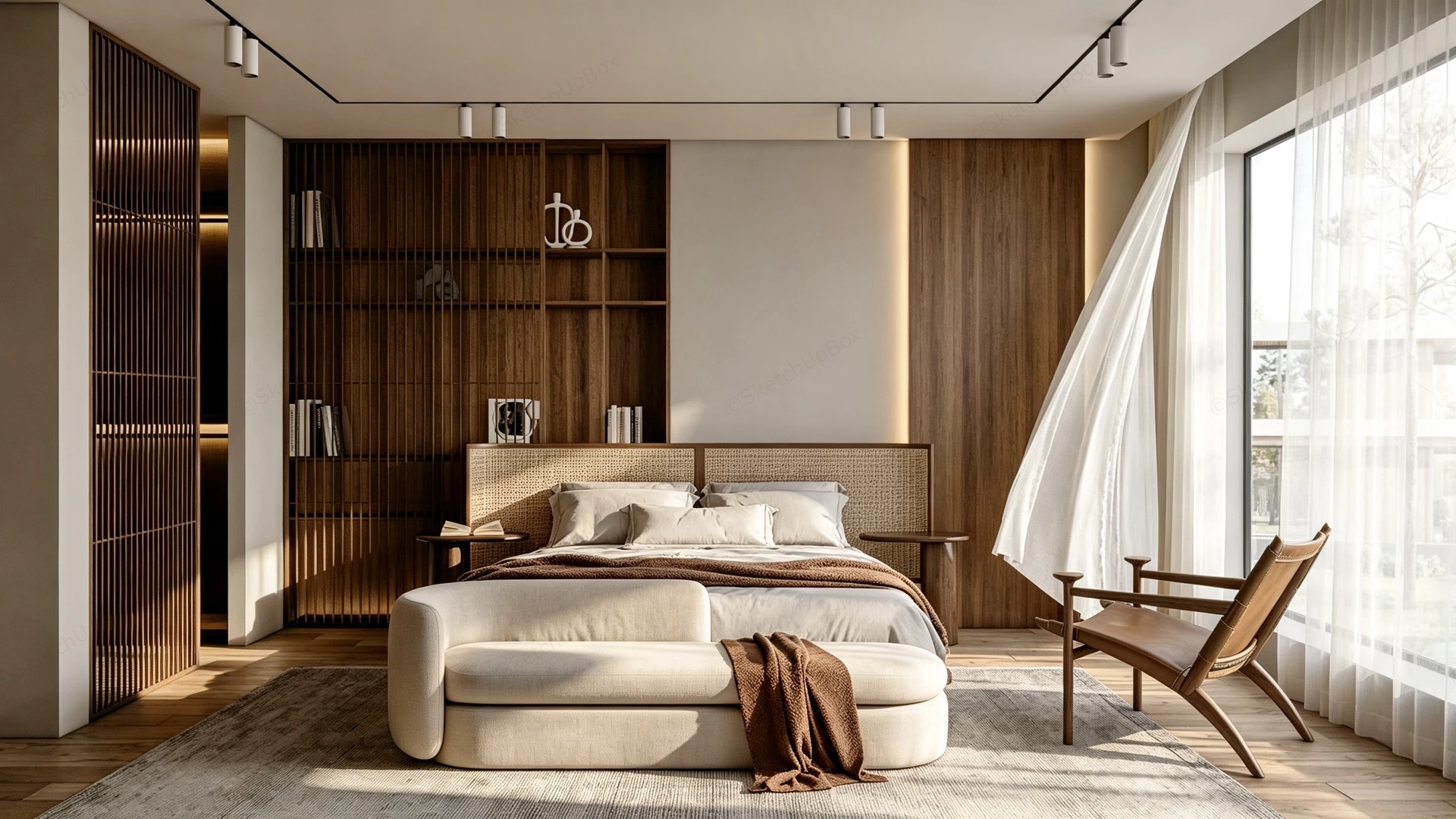 Modern Wabi Sabi Timber Master Bedroom Suite Sketchup 3D Model Preview - SketchupBox