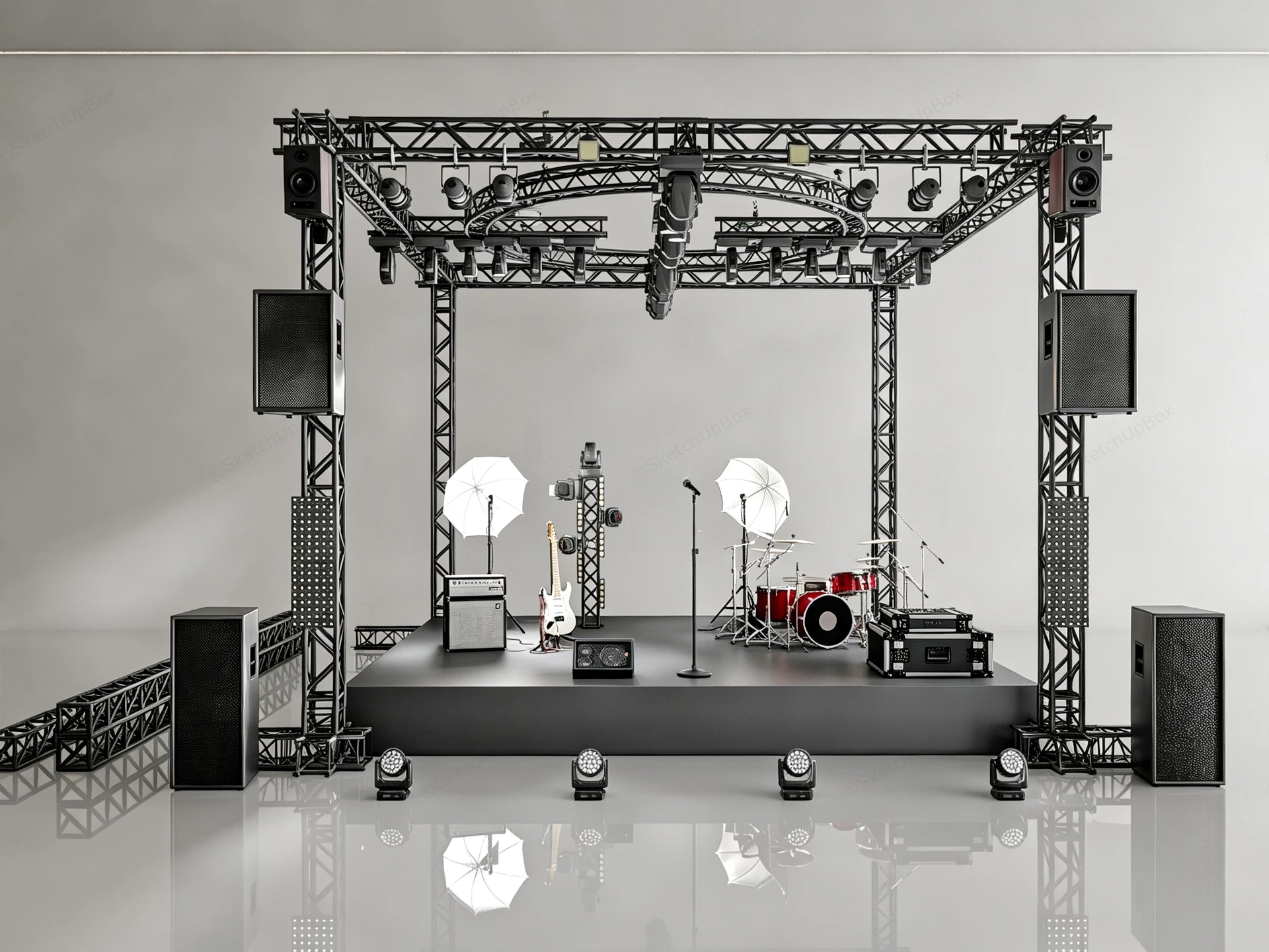 Professional Modular Concert Stage Rig Sketchup 3D Model Preview - SketchupBox