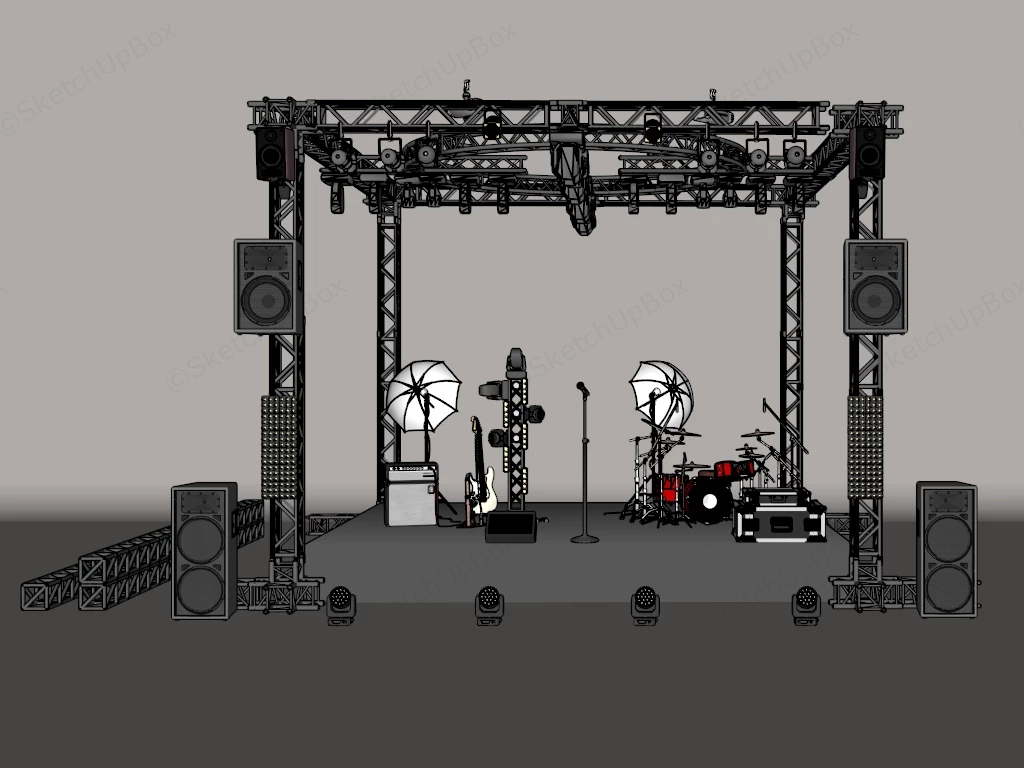 Professional Modular Concert Stage Rig Sketchup 3D Model Preview - SketchupBox