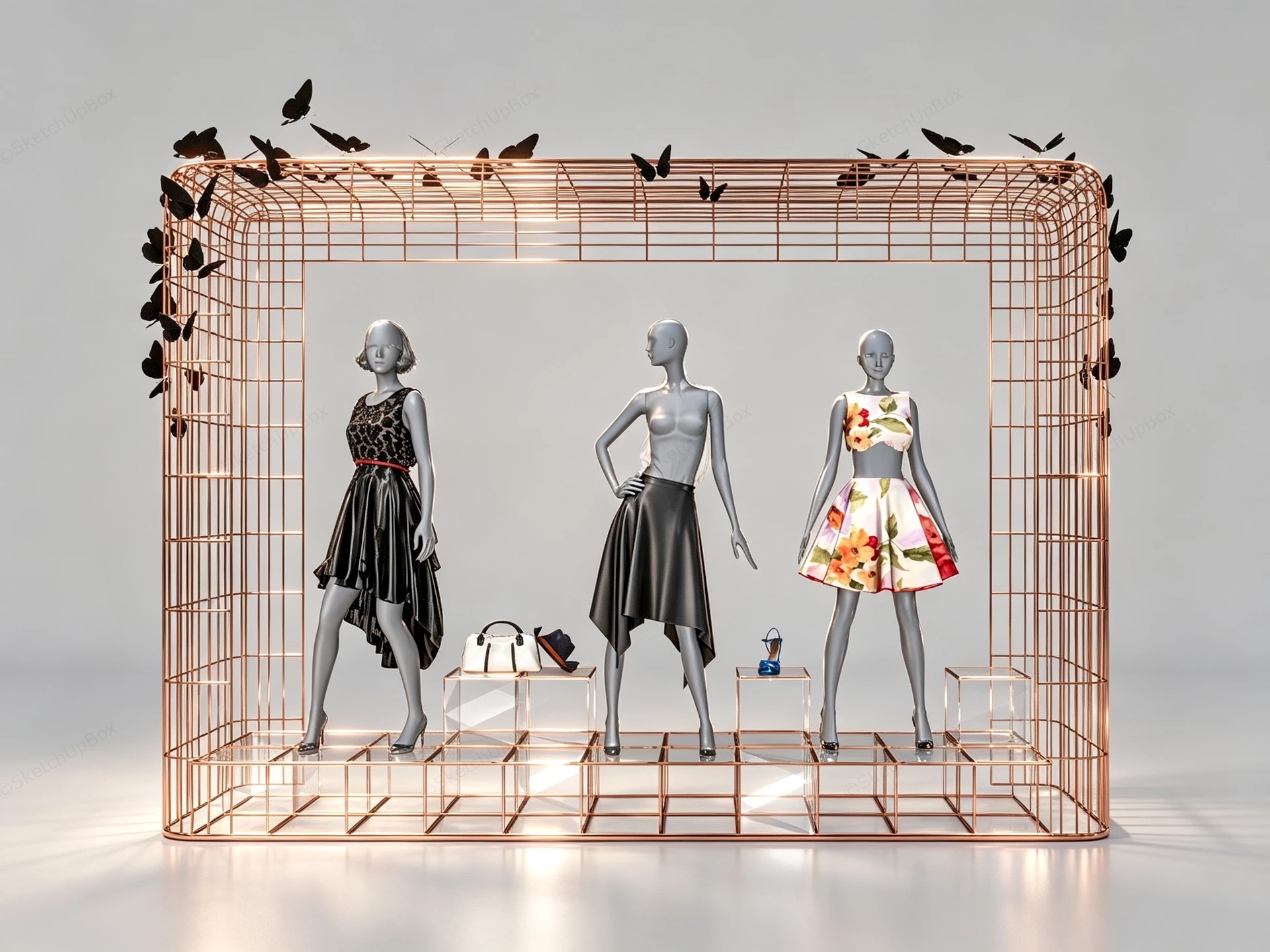 High Fashion Retail Boutique Window Display Sketchup 3D Model Preview - SketchupBox
