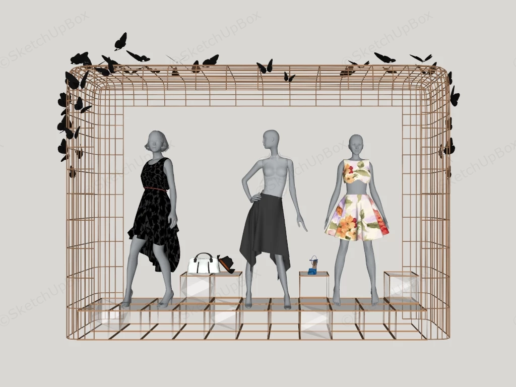 High Fashion Retail Boutique Window Display Sketchup 3D Model Preview - SketchupBox