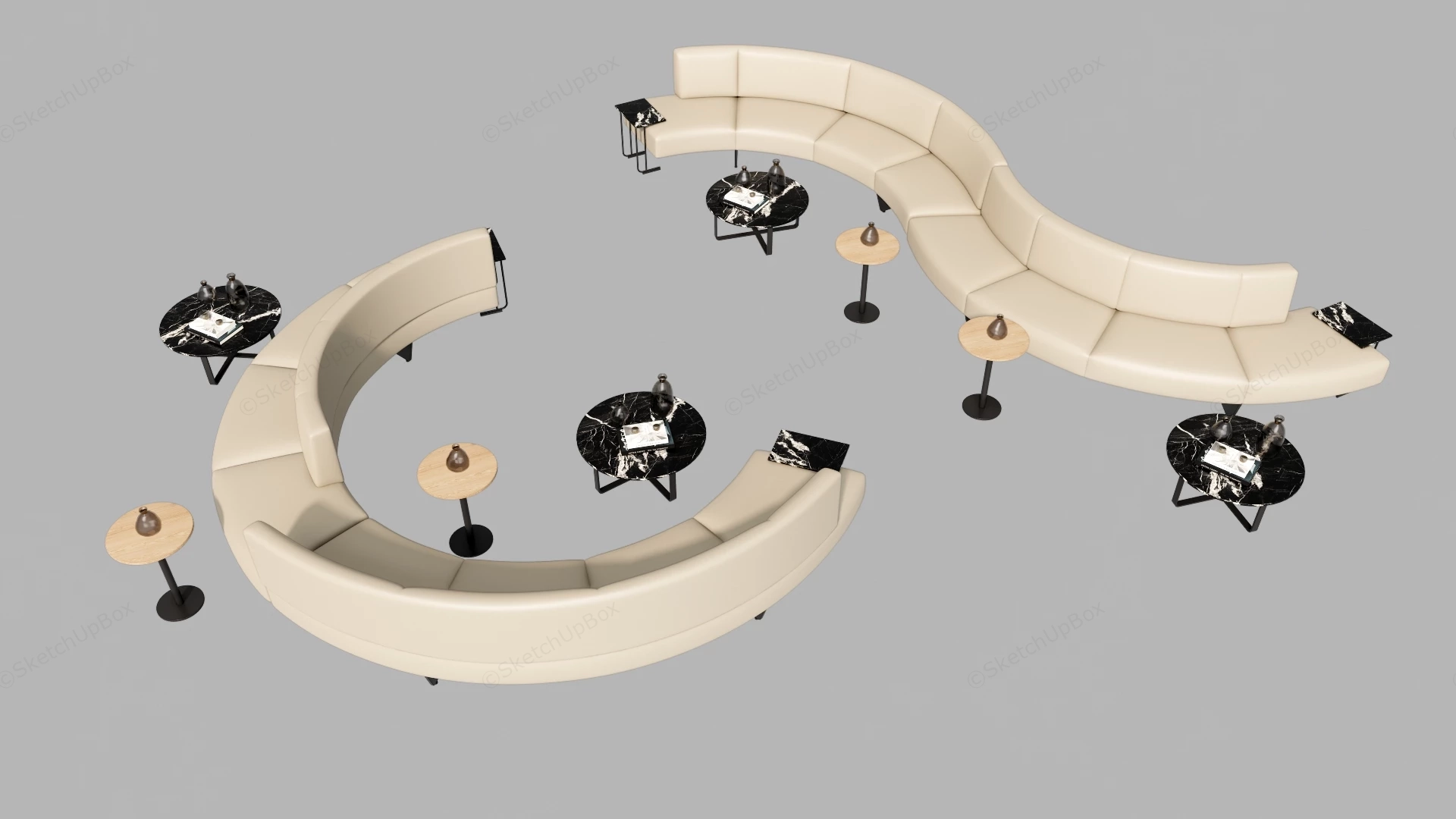 Modern Modular Curved Sectional Lounge Sofa Set Sketchup 3D Model Preview - SketchupBox
