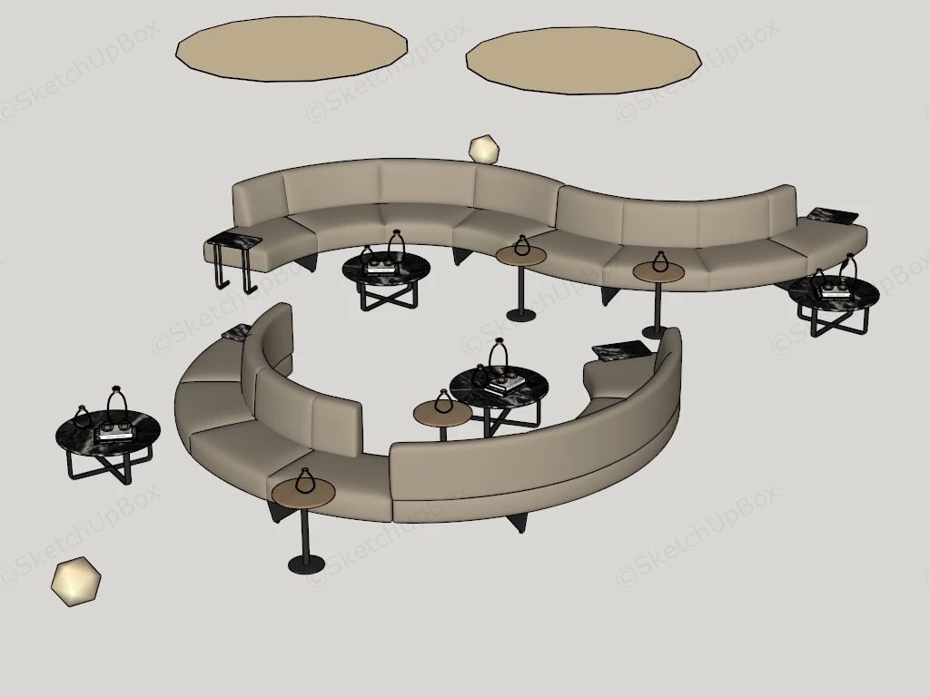 Modern Modular Curved Sectional Lounge Sofa Set Sketchup 3D Model Preview - SketchupBox