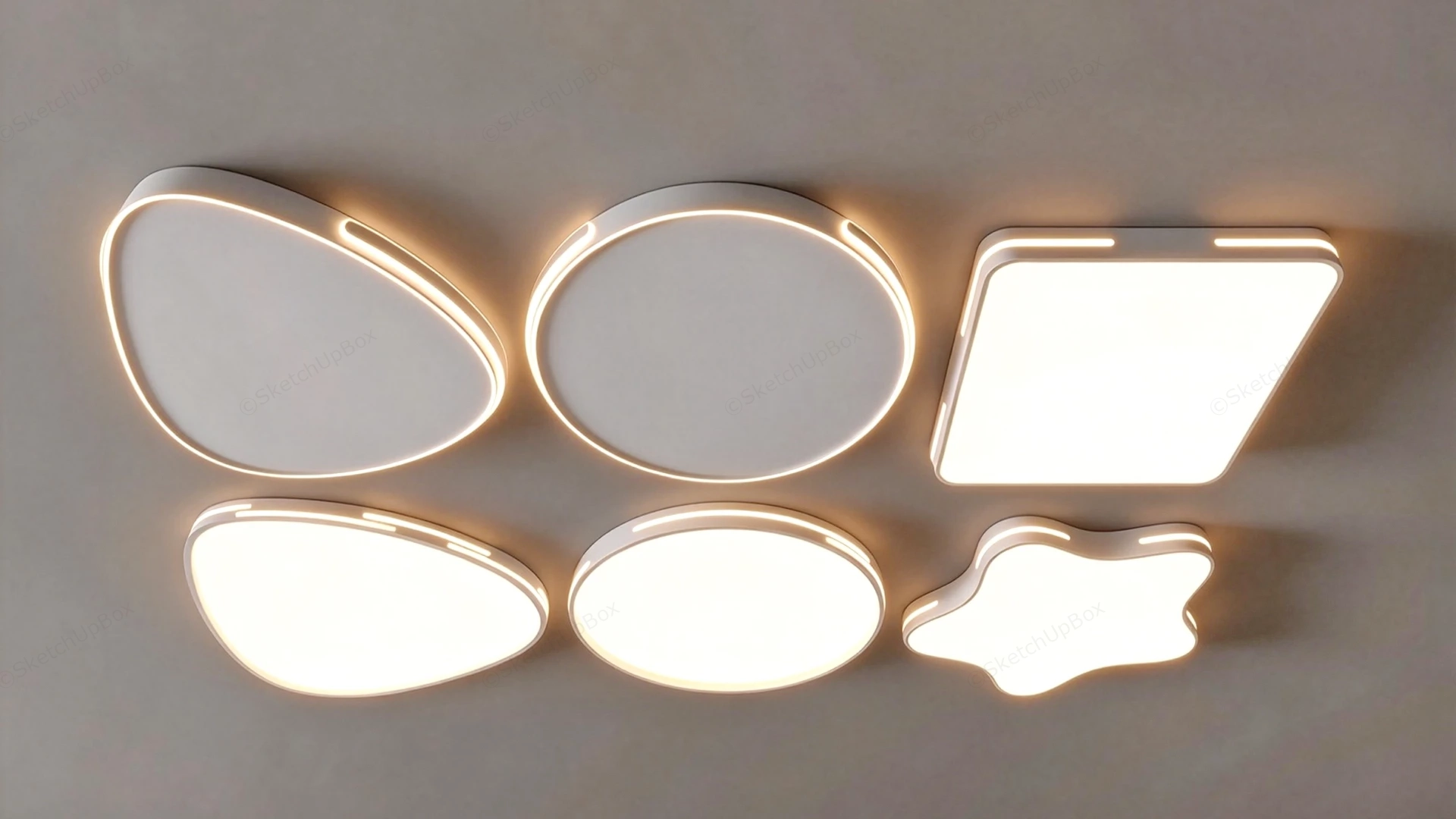 Modern Minimalist LED Flush Mount Ceiling Lights Collection Sketchup 3D Model Preview - SketchupBox
