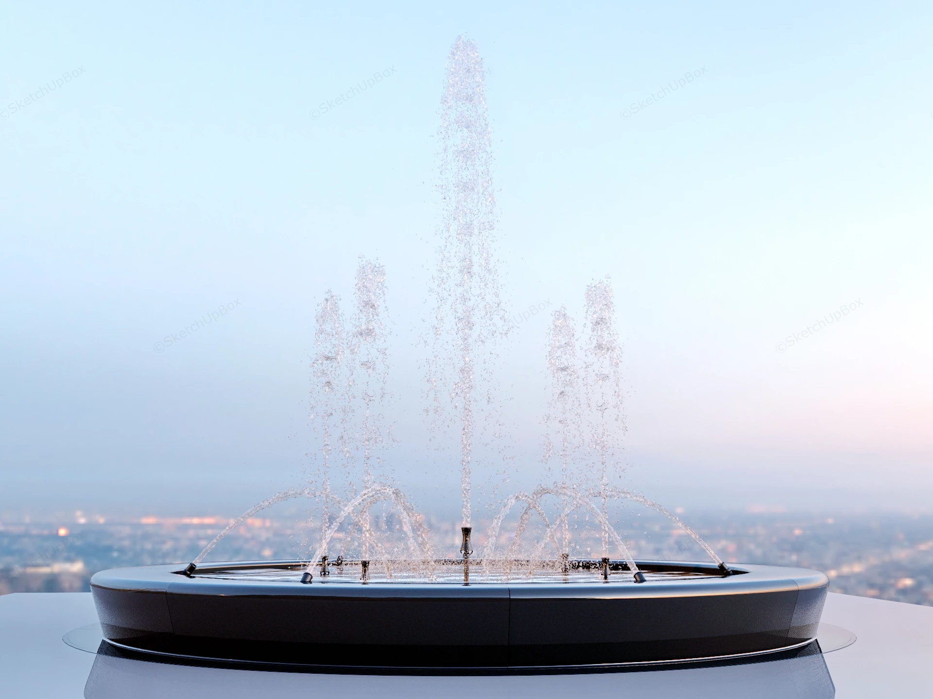 Modern Dynamic Circular Water Jet Fountain Sketchup 3D Model Preview - SketchupBox