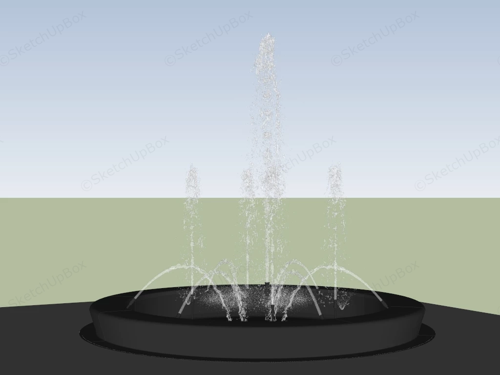 Modern Dynamic Circular Water Jet Fountain Sketchup 3D Model Preview - SketchupBox