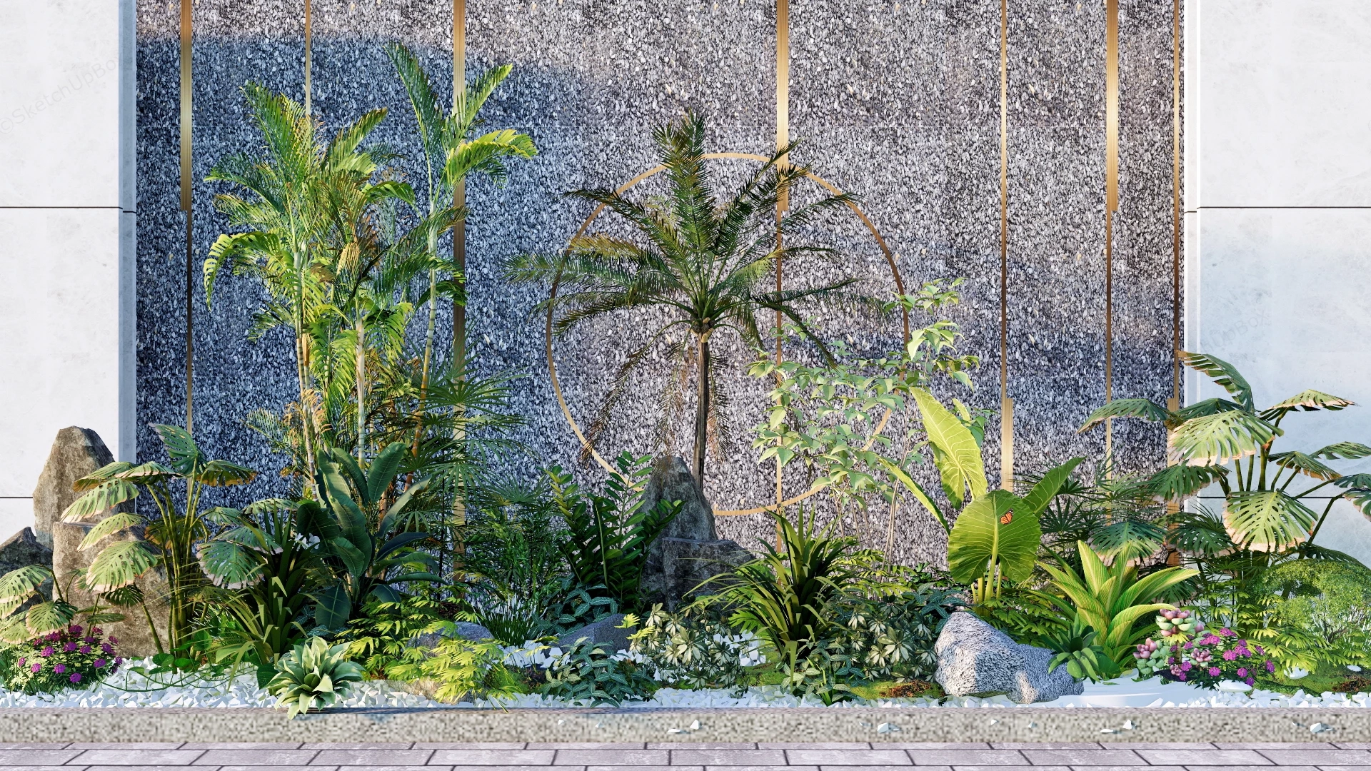 Tropical Feature Wall Garden Installation Sketchup 3D Model Preview - SketchupBox