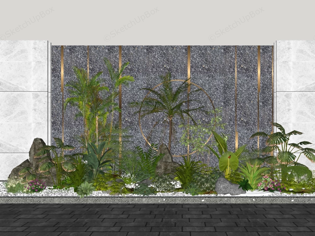 Tropical Feature Wall Garden Installation Sketchup 3D Model Preview - SketchupBox