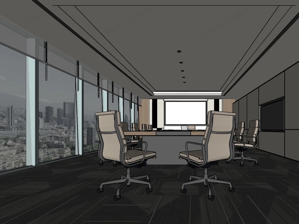 Modern Executive Conference Room Boardroom Suite Sketchup 3D Model Preview - SketchupBox