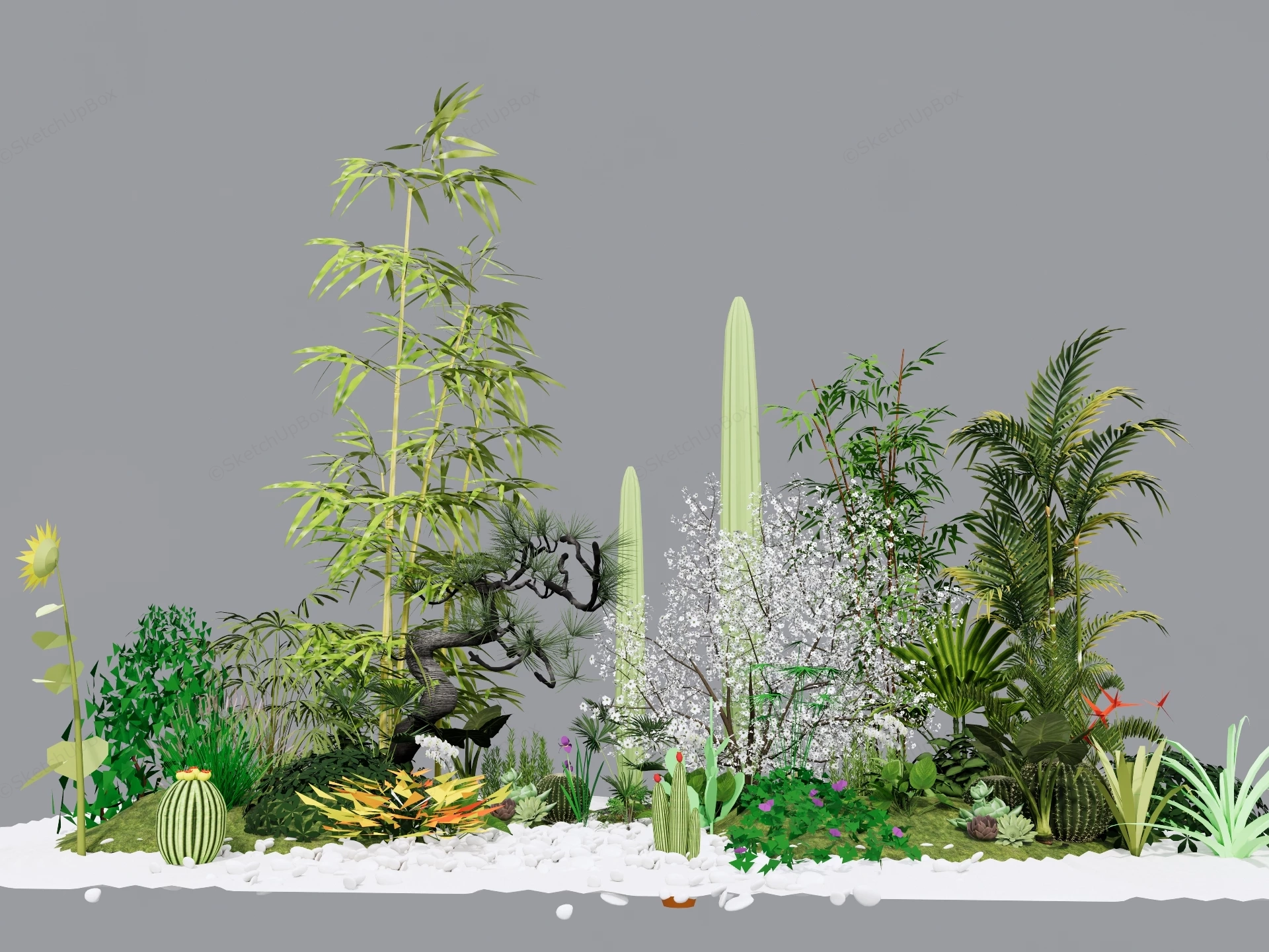 Garden Botanical Plants And Foliage Landscape Collection Sketchup 3D Model Preview - SketchupBox