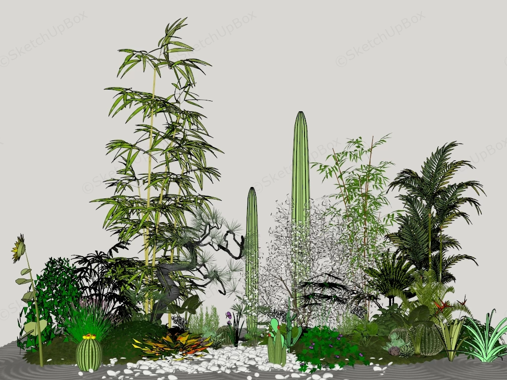 Garden Botanical Plants And Foliage Landscape Collection Sketchup 3D Model Preview - SketchupBox