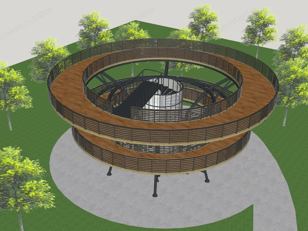 Modern Circular Elevated Observation Platform Tower Sketchup 3D Model Preview - SketchupBox