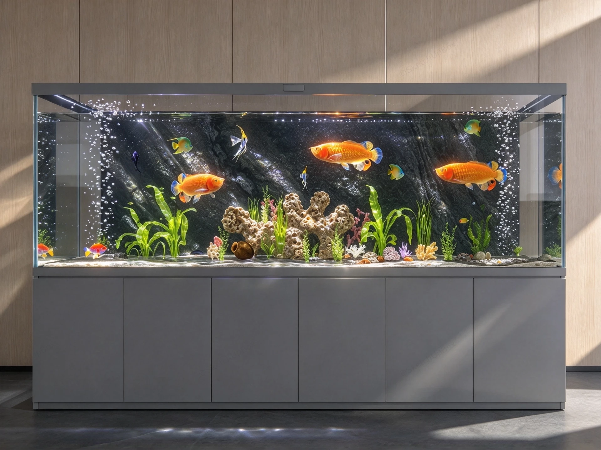 Large Luxury Freestanding Home Aquarium Sketchup 3D Model Preview - SketchupBox