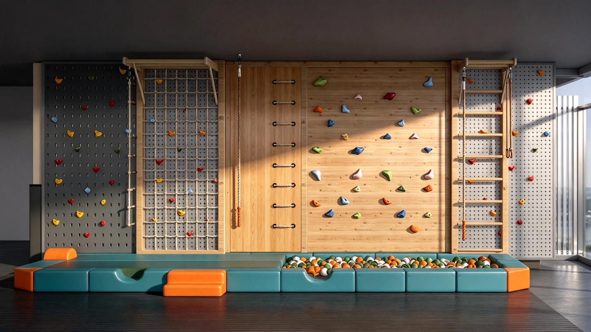 Modern Indoor Children's Bouldering Climbing Wall And Gym Sketchup 3D Model Preview - SketchupBox