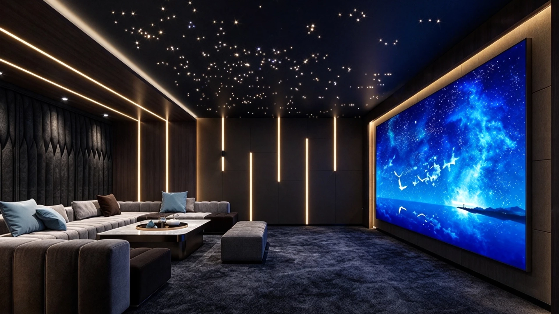 Modern Luxury Private Home Theater With Starry Ceiling Sketchup 3D Model Preview - SketchupBox