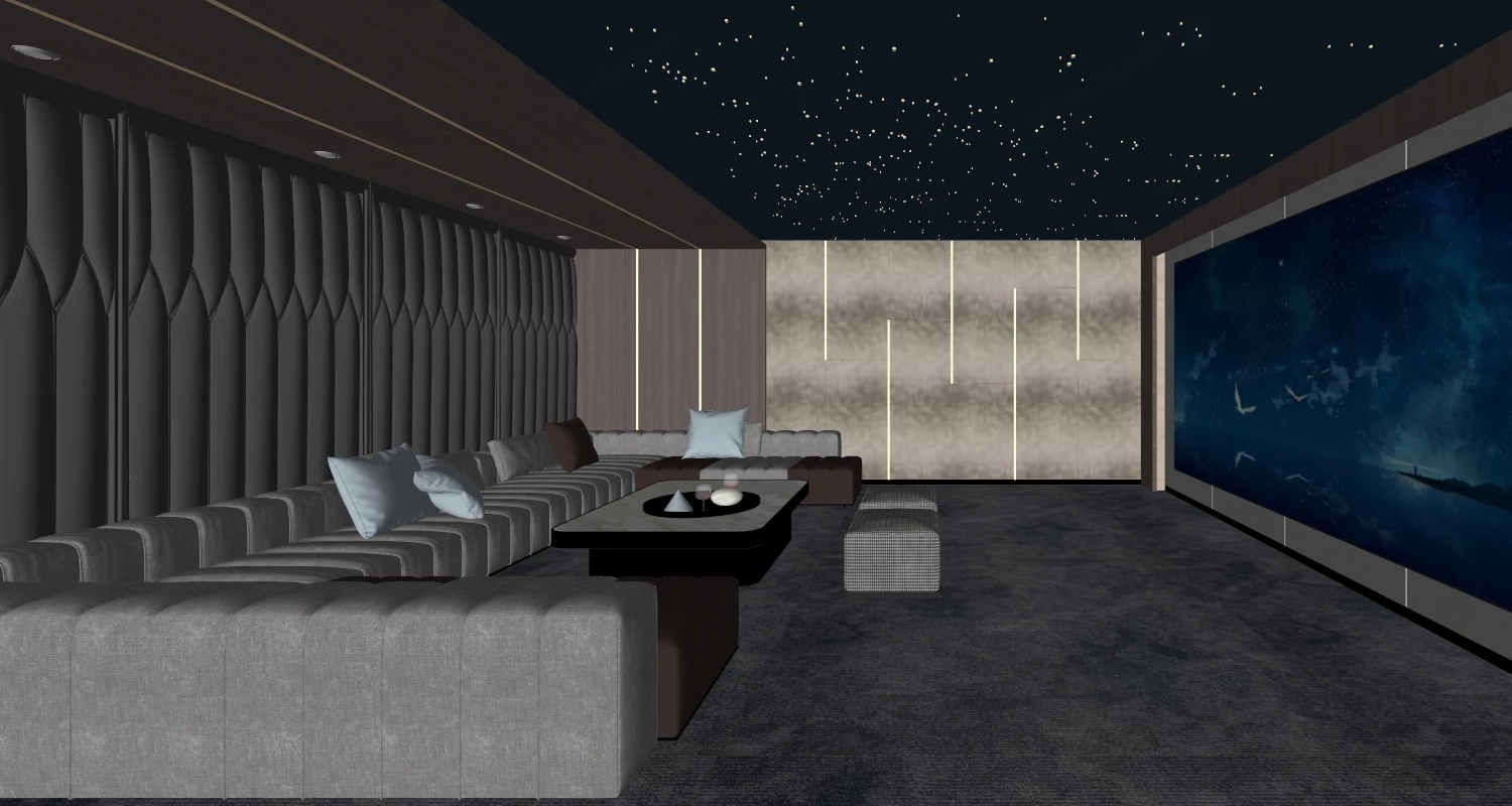 Modern Luxury Private Home Theater With Starry Ceiling Sketchup 3D Model Preview - SketchupBox