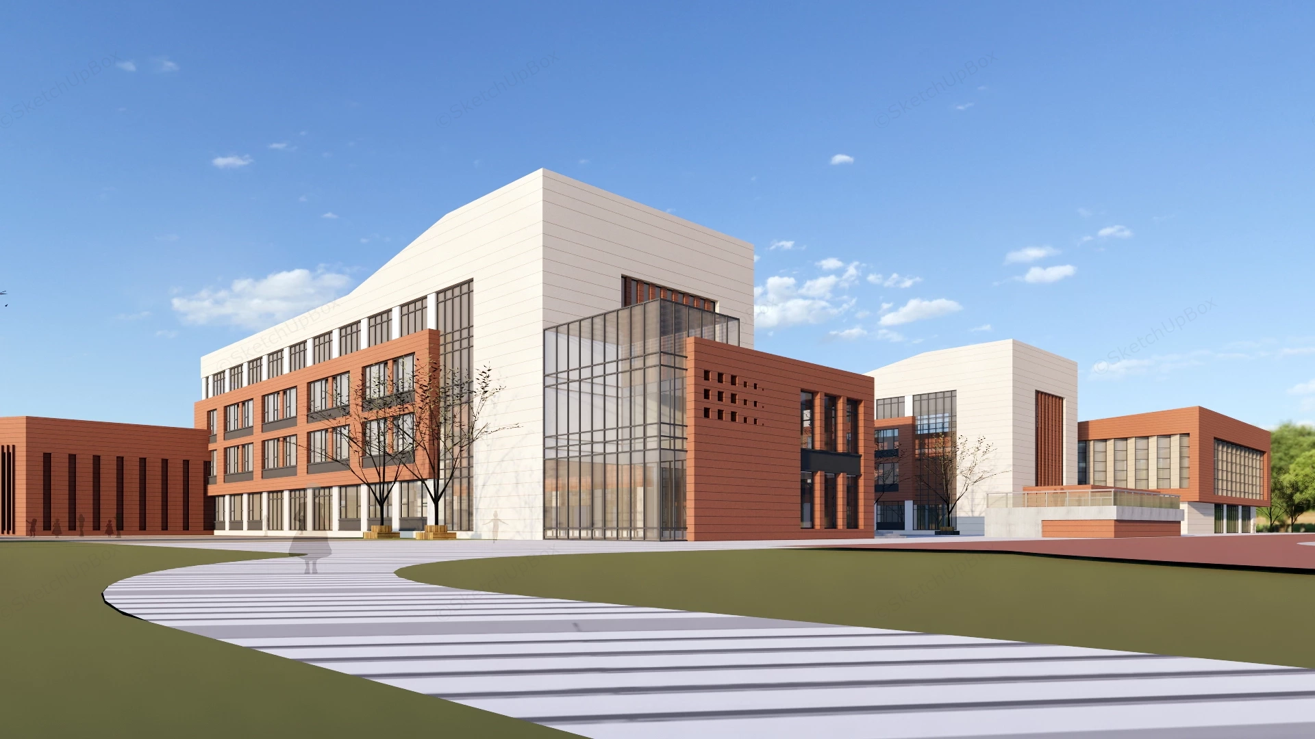 Modern Educational School Campus Masterplan Sketchup 3D Model Preview - SketchupBox
