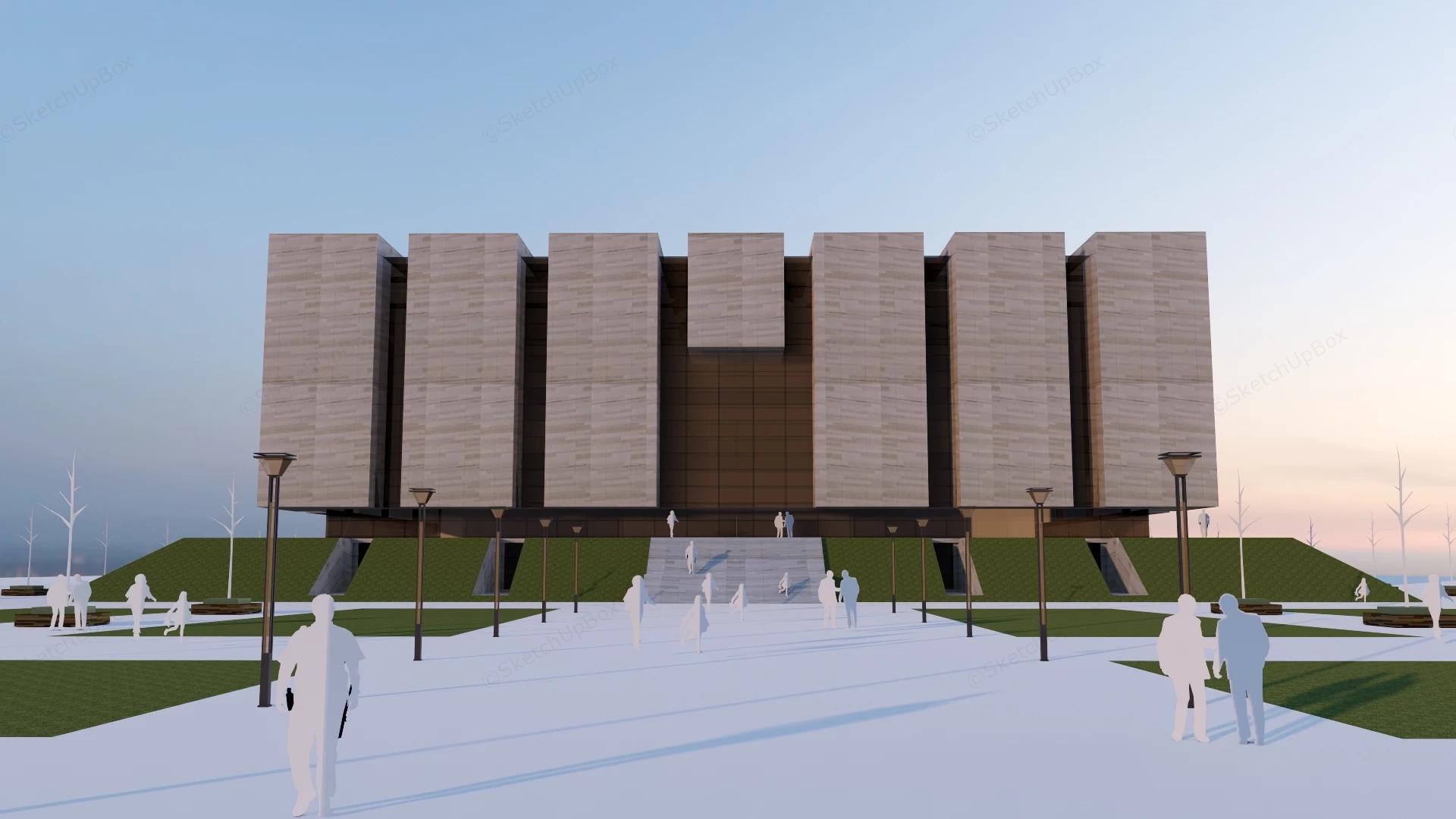 Modern Cultural Exhibition Center And Museum Sketchup 3D Model Preview - SketchupBox
