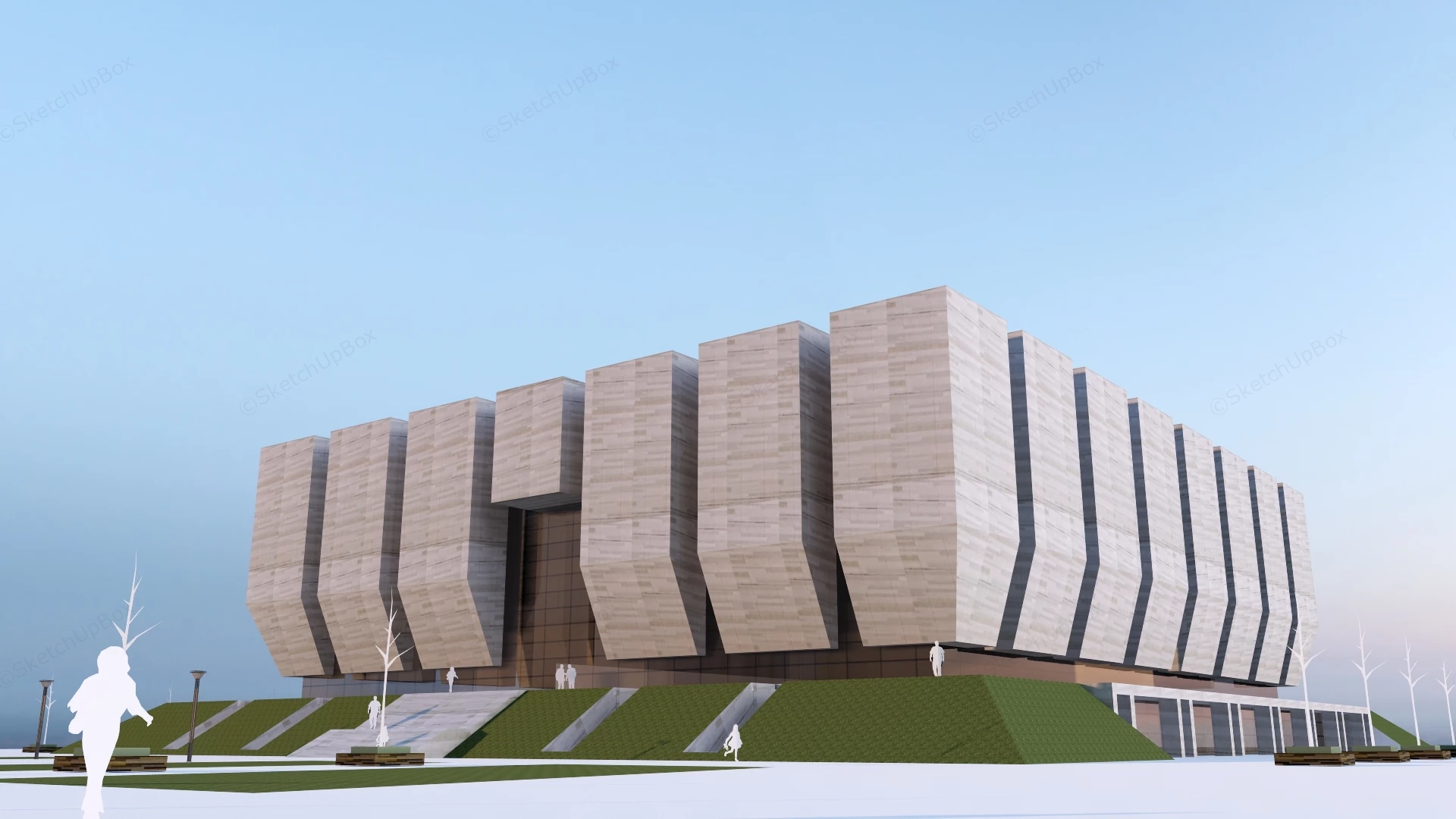 Modern Cultural Exhibition Center And Museum Sketchup 3D Model Preview - SketchupBox