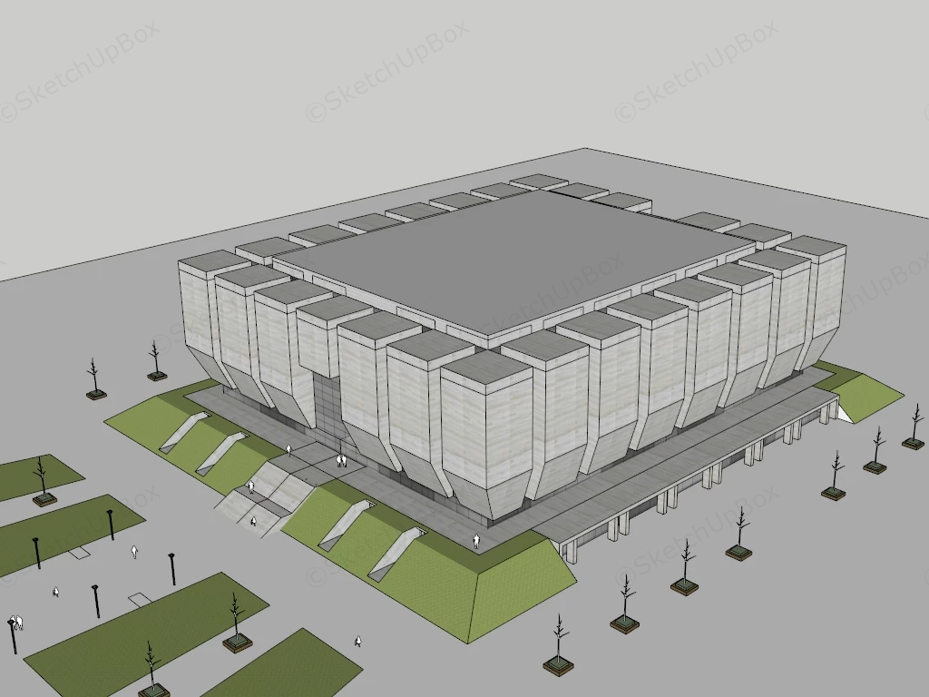 Modern Cultural Exhibition Center And Museum Sketchup 3D Model Preview - SketchupBox