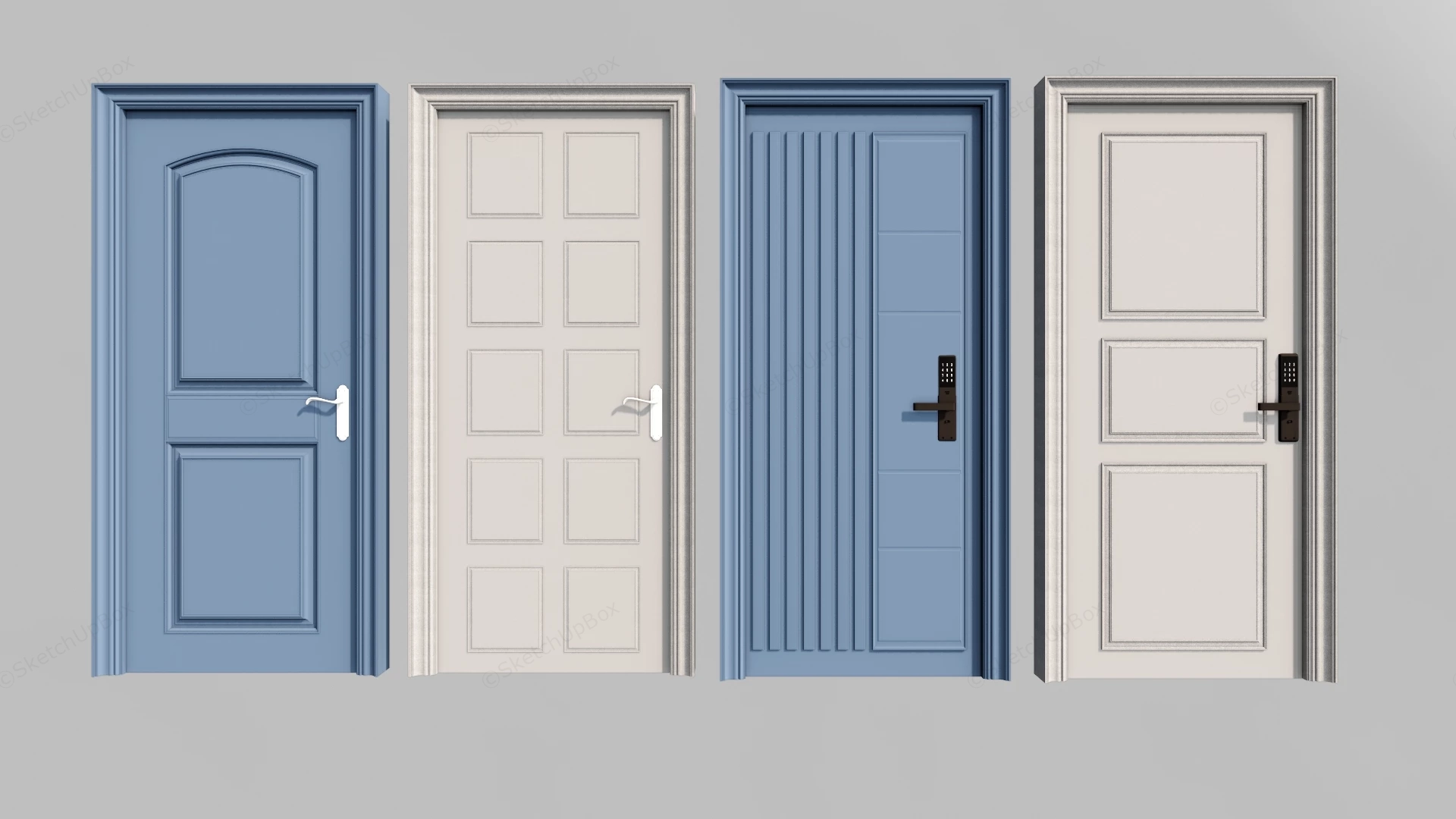 Modern And Classical Interior Entrance Doors Collection Sketchup 3D Model Preview - SketchupBox