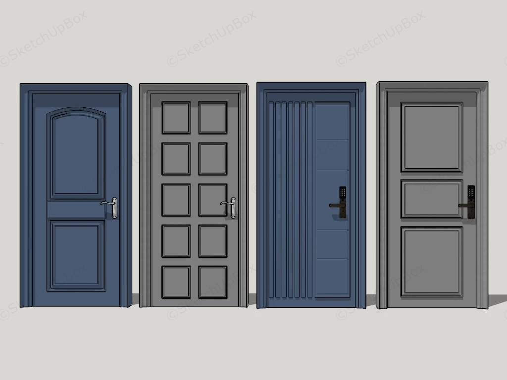 Modern And Classical Interior Entrance Doors Collection Sketchup 3D Model Preview - SketchupBox