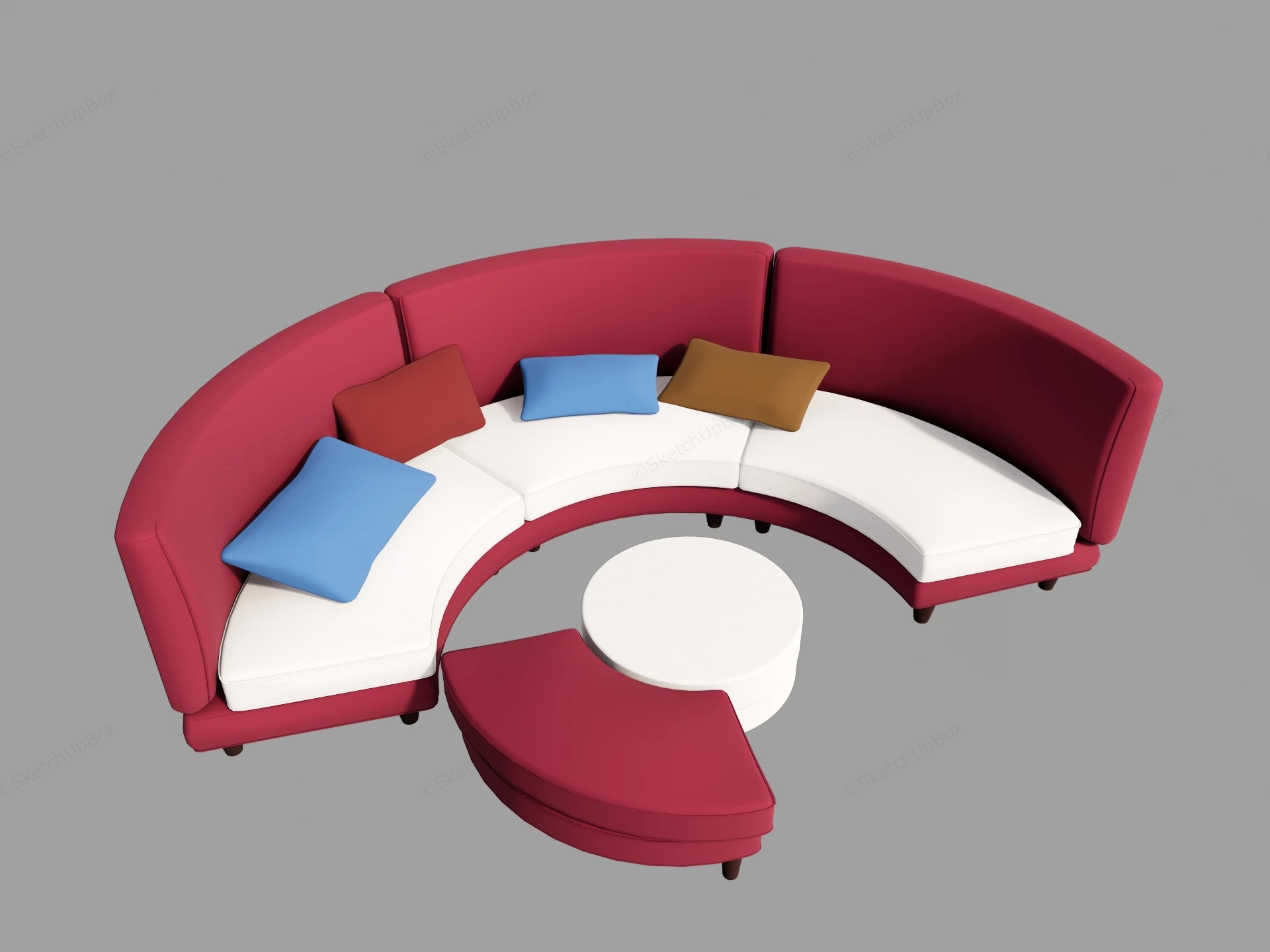 Modern Semi Circular Curved Sectional Sofa Sketchup 3D Model Preview - SketchupBox