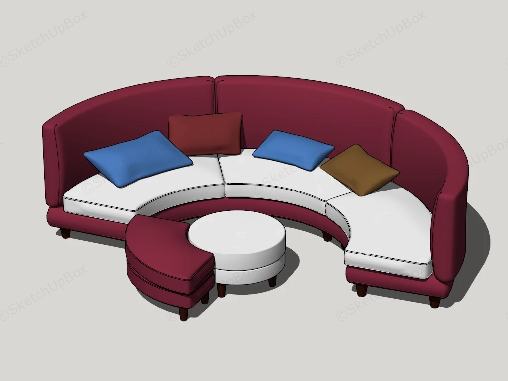 Modern Semi Circular Curved Sectional Sofa Sketchup 3D Model Preview - SketchupBox