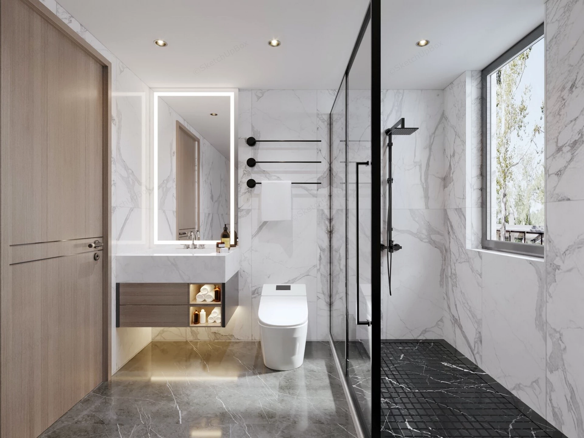 Modern Luxury Marble Bathroom Suite Sketchup 3D Model Preview - SketchupBox