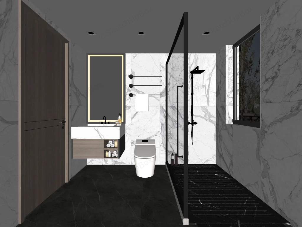 Modern Luxury Marble Bathroom Suite Sketchup 3D Model Preview - SketchupBox