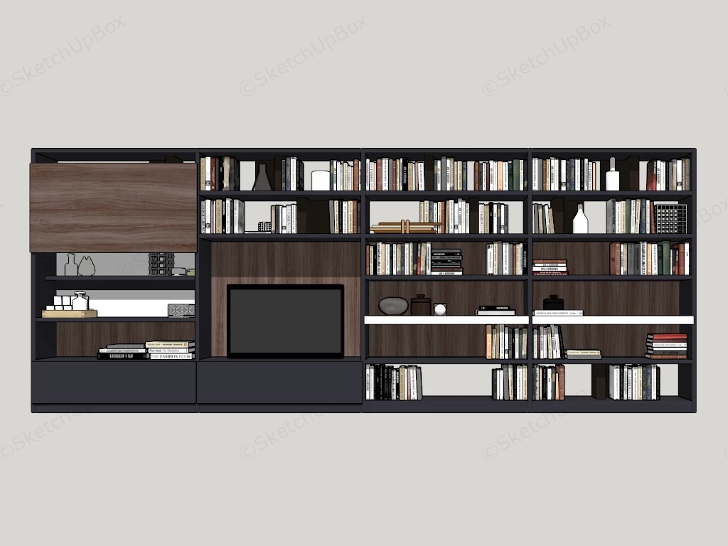 Large Modern Modular Wall Unit & Bookcase System Sketchup 3D Model Preview - SketchupBox