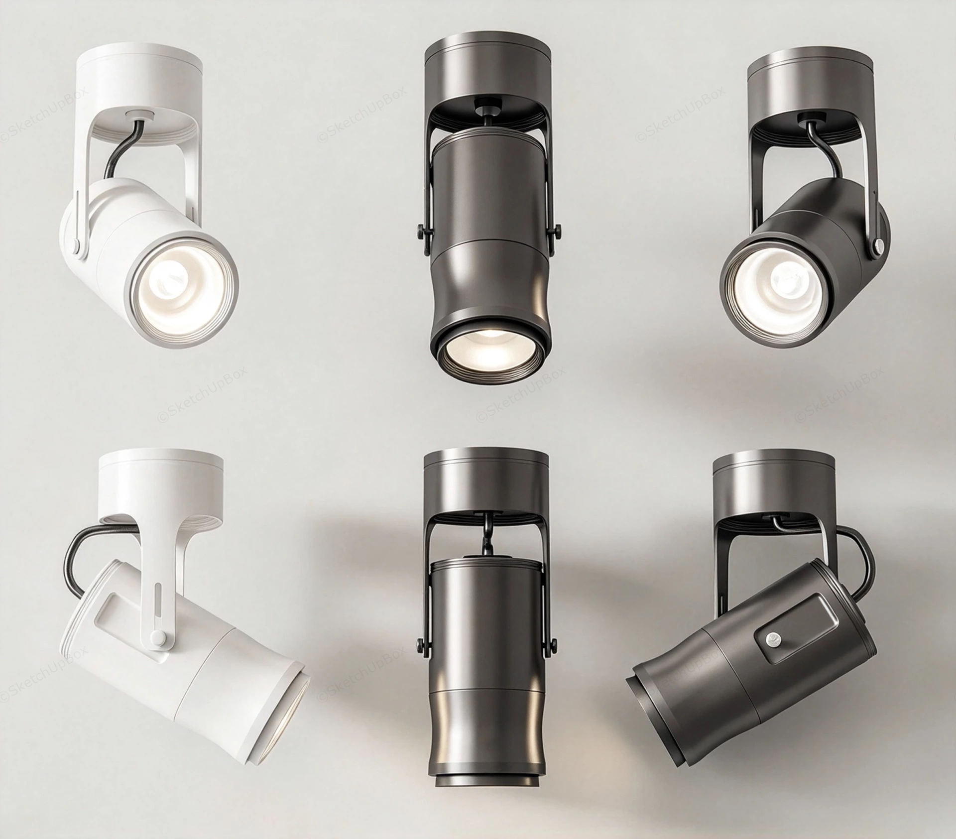 Modern Minimalist Adjustable Ceiling Track Spotlight Collection Sketchup 3D Model Preview - SketchupBox