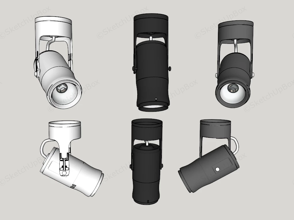 Modern Minimalist Adjustable Ceiling Track Spotlight Collection Sketchup 3D Model Preview - SketchupBox