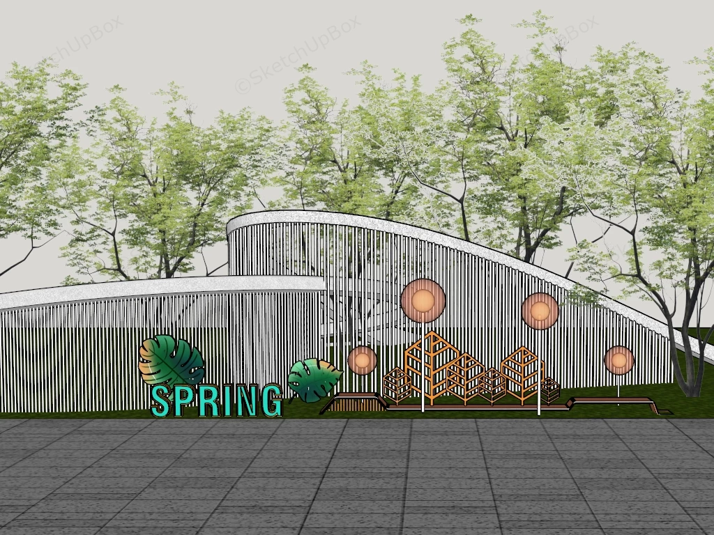 Modern Spring Themed Landscape Art Installation Sketchup 3D Model Preview - SketchupBox