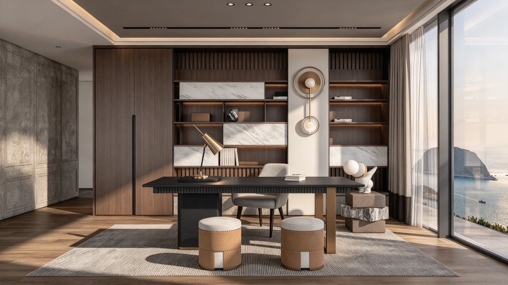 Modern Luxury Executive Home Office Study Room Sketchup 3D Model Preview - SketchupBox