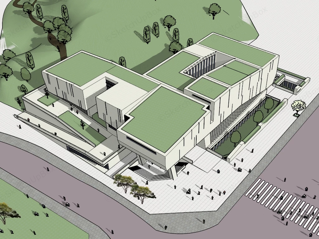 Modern Cultural Exhibition Center And Museum Complex Sketchup 3D Model Preview - SketchupBox