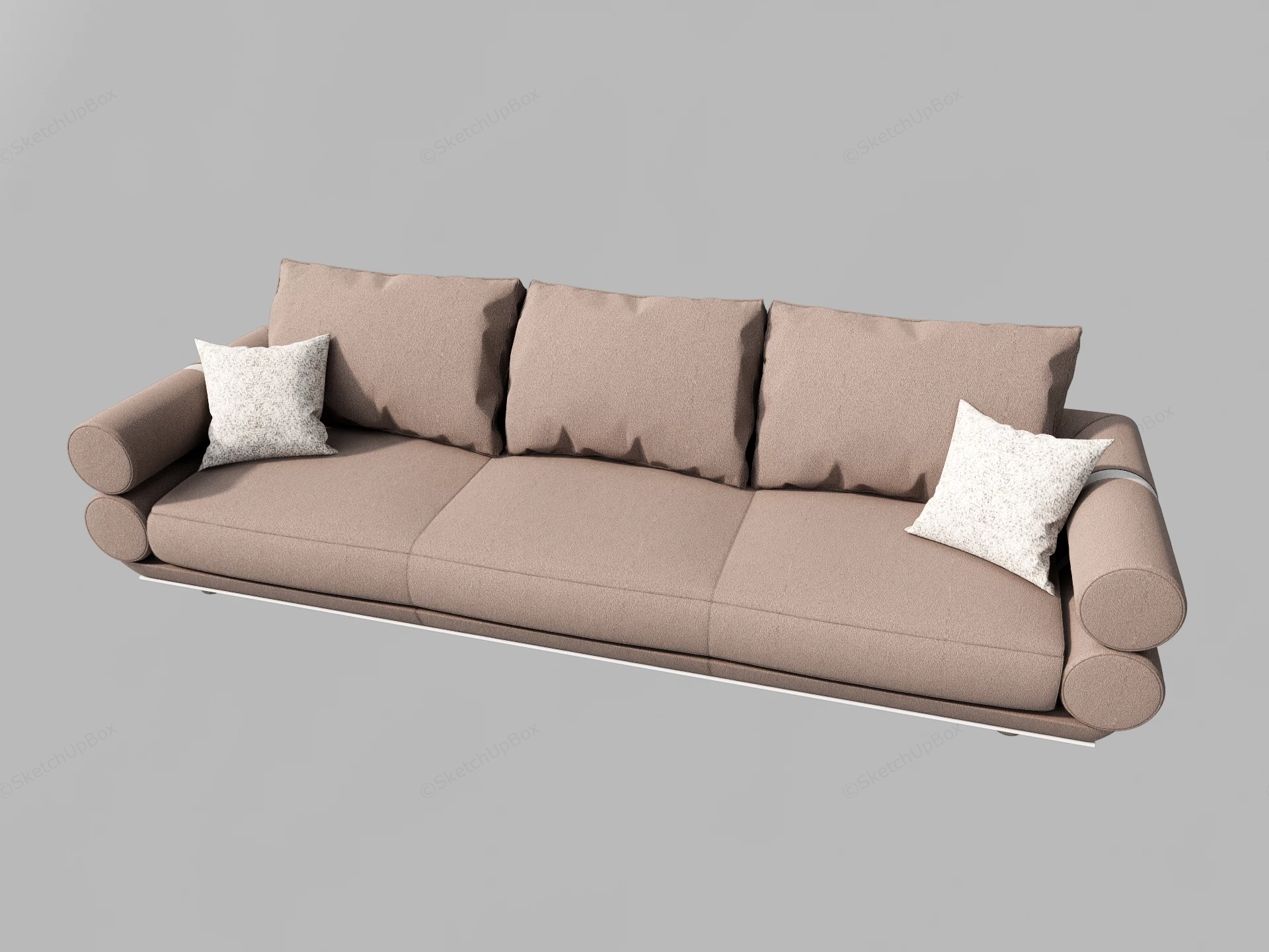 Low Profile Taupe Fabric Sofa Sketchup 3D Model Preview - SketchupBox