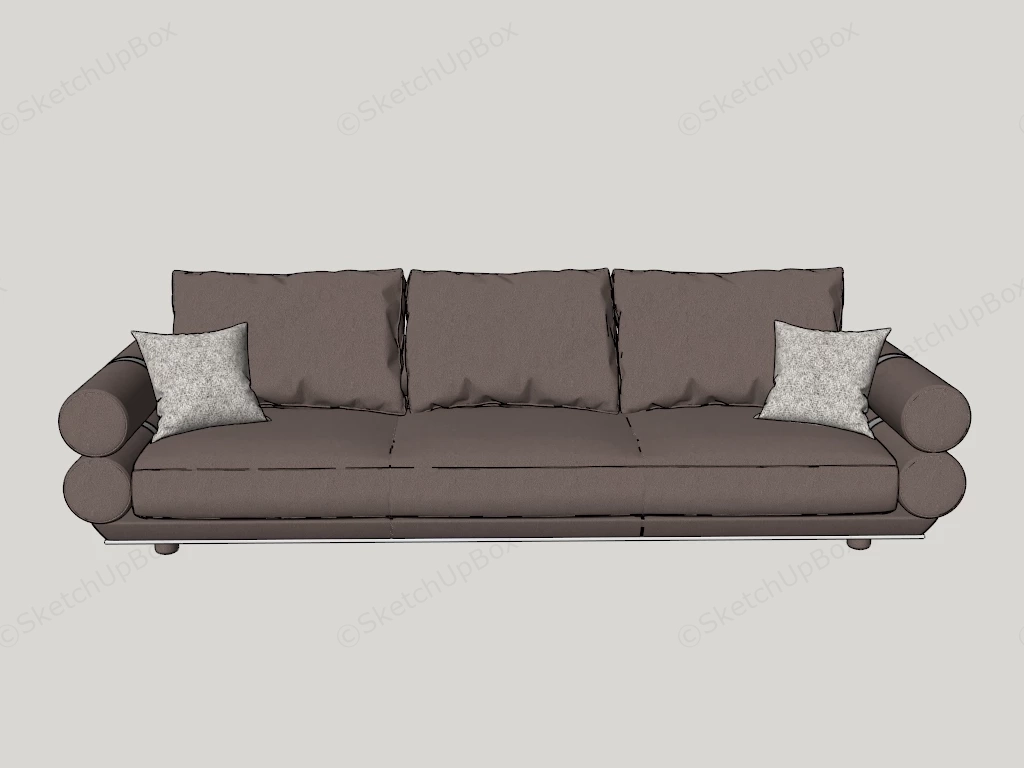 Low Profile Taupe Fabric Sofa Sketchup 3D Model Preview - SketchupBox