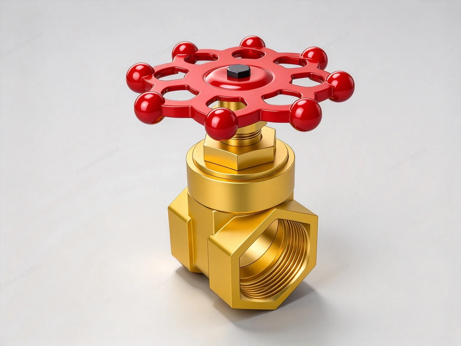 Threaded Brass Gate Valve Sketchup 3D Model Preview - SketchupBox