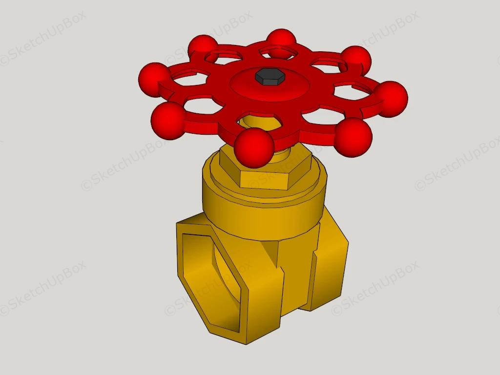 Threaded Brass Gate Valve Sketchup 3D Model Preview - SketchupBox