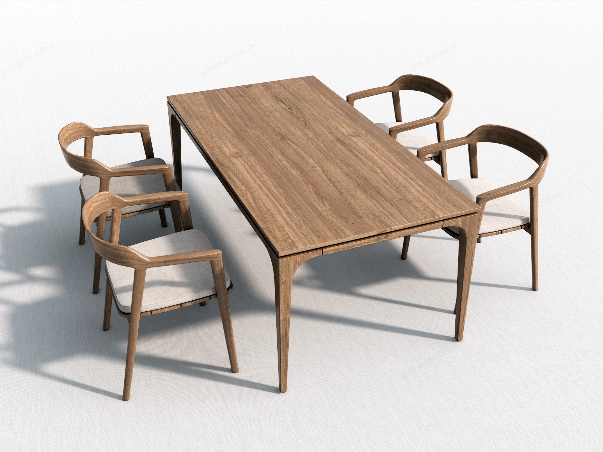 Modern Wooden Dining Table Set Sketchup 3D Model Preview - SketchupBox