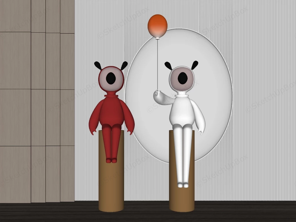 Modern Pop Art Seated Bear Sculptures Sketchup 3D Model Preview - SketchupBox